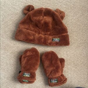 L.L. Bean Kids' Cozy Brown Bear Hat and Mittens